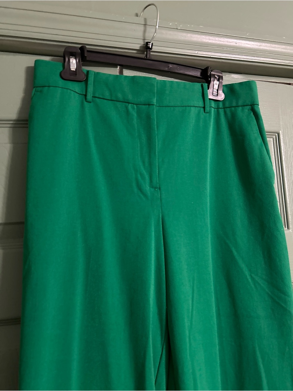 Ann Taylor High-Rise Wide-Leg Pants in Emerald Green - Picture 2 of 6